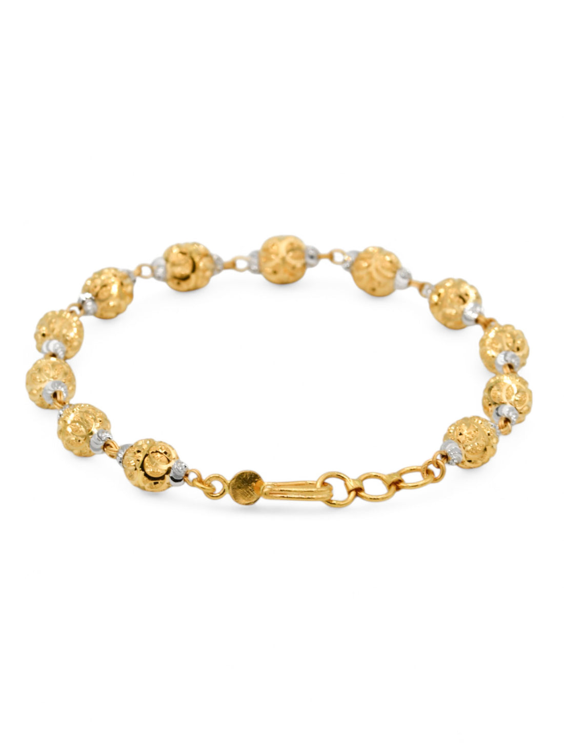 22ct Gold Two Tone Ball Ladies Bracelet