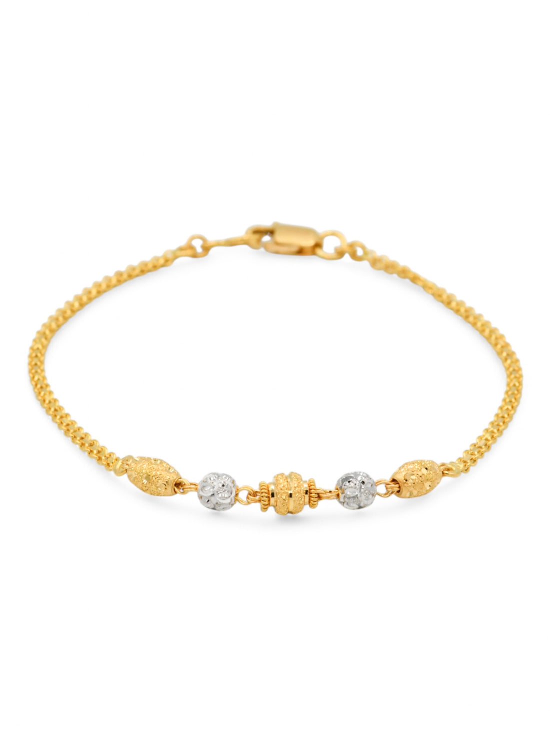 22ct Gold Two Tone Ball Ladies Bracelet