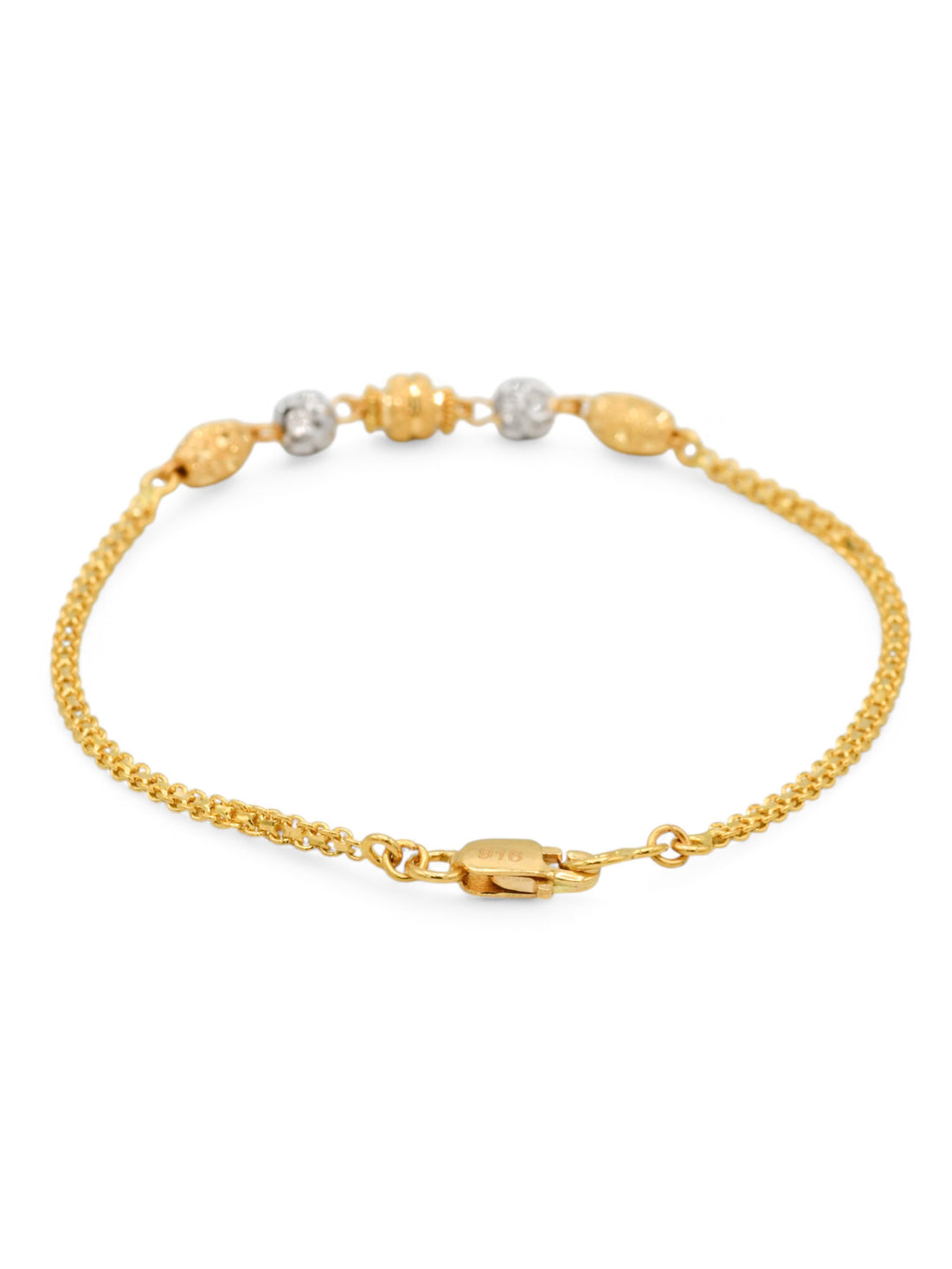 22ct Gold Two Tone Ball Ladies Bracelet