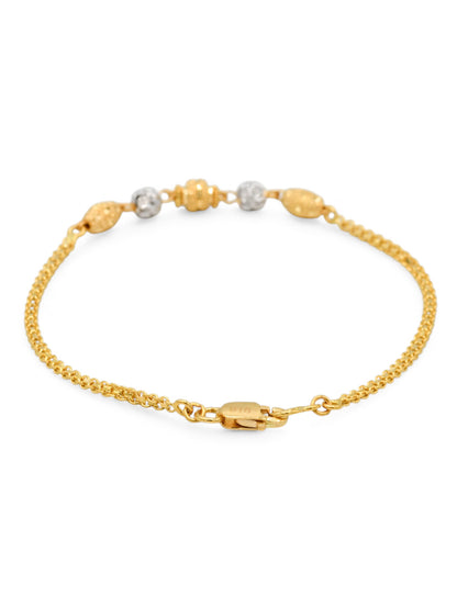 22ct Gold Two Tone Ball Ladies Bracelet - Roop Darshan