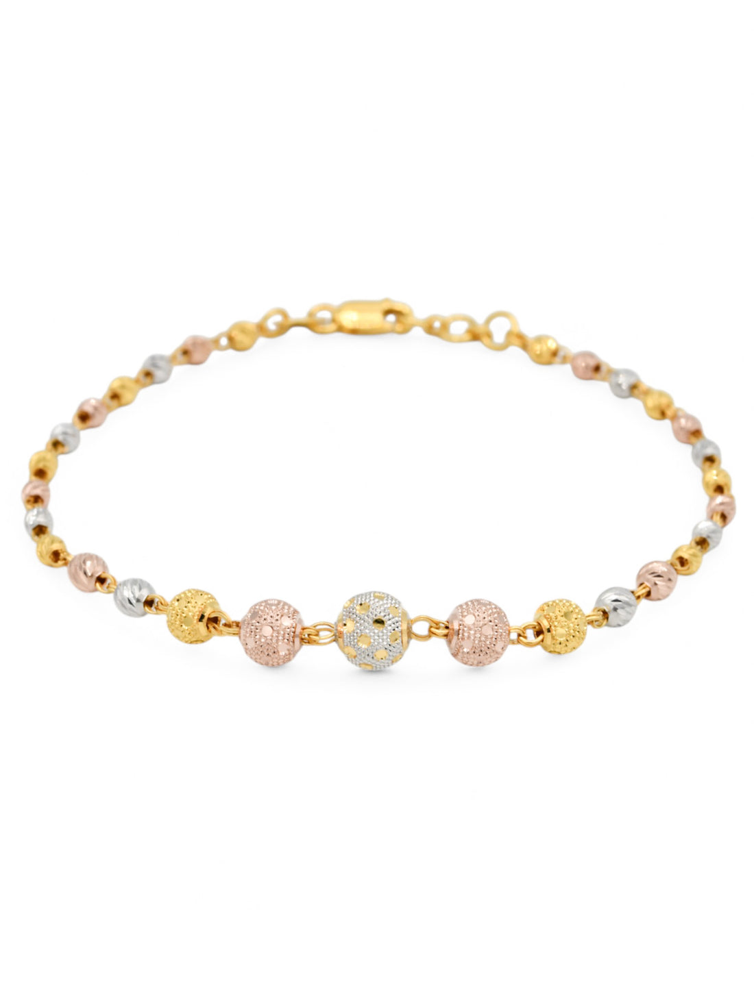 22ct Rose Gold Two Tone Ball Ladies Bracelet