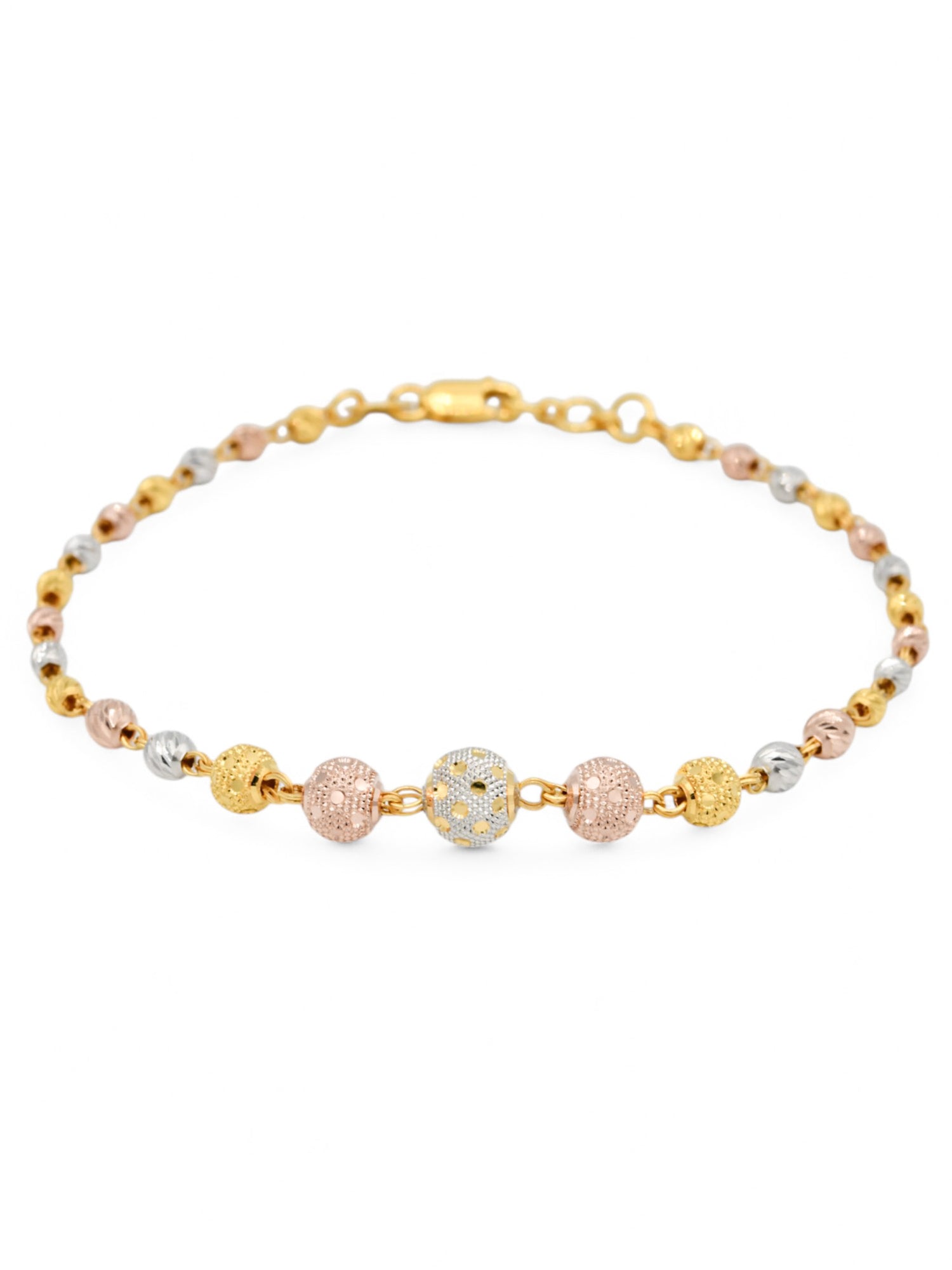 22ct Rose Gold Two Tone Ball Ladies Bracelet - Roop Darshan