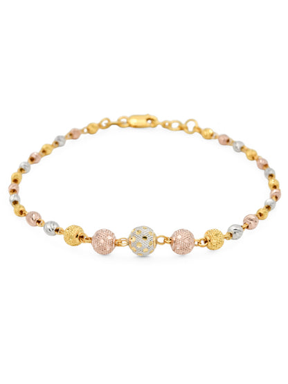 22ct Rose Gold Two Tone Ball Ladies Bracelet - Roop Darshan