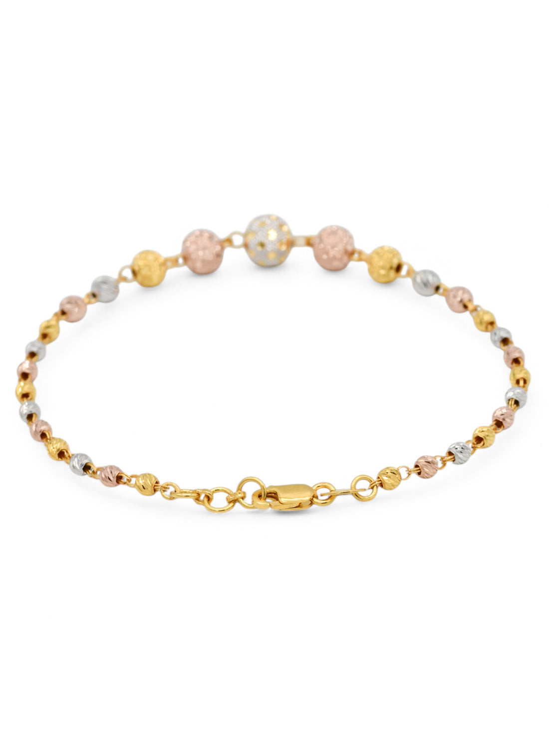 22ct Rose Gold Two Tone Ball Ladies Bracelet