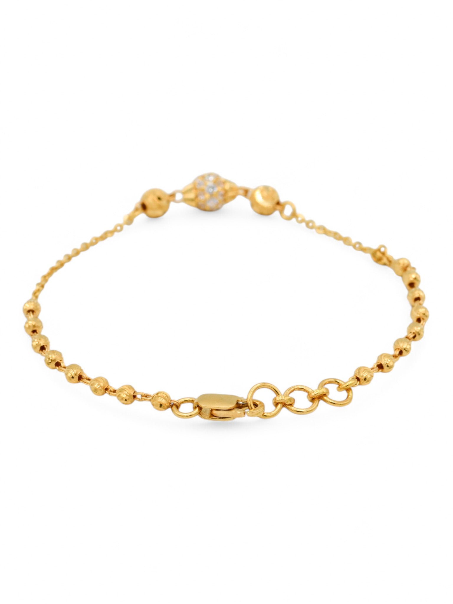 22ct Gold CZ Ball Ladies Bracelet