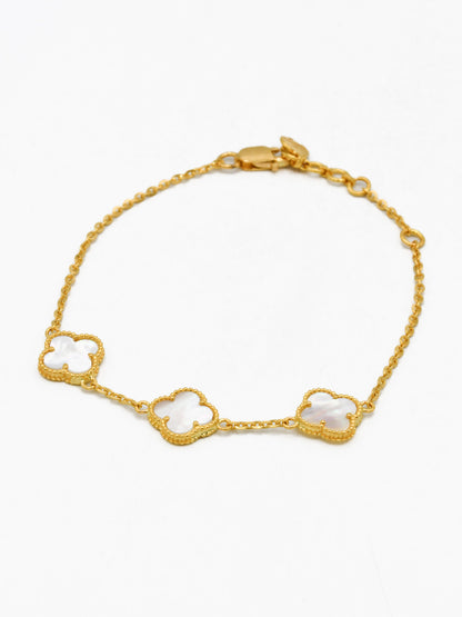 22ct Gold White Flower Bracelet