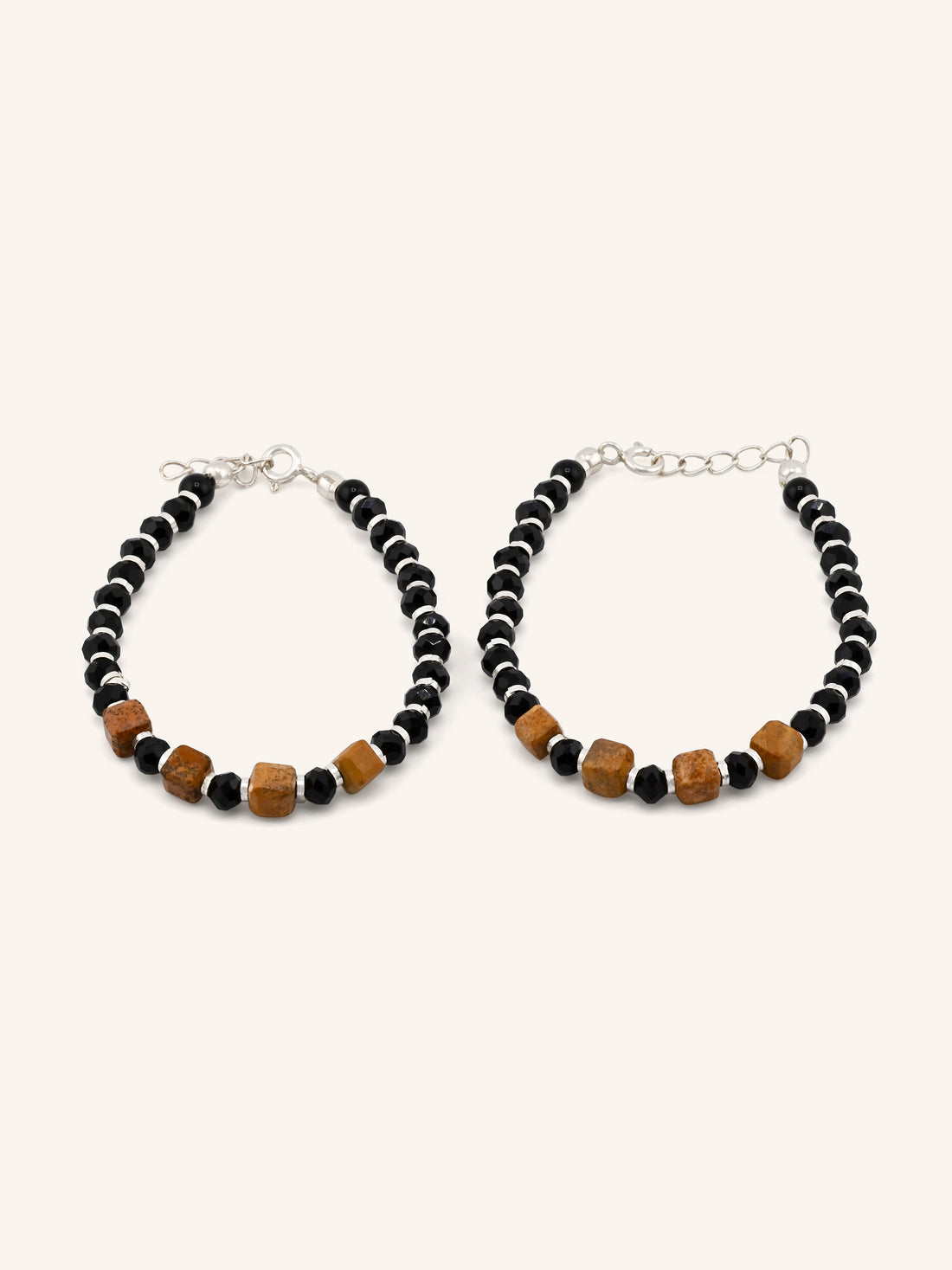 Silver Black Beads Pair Baby Bracelet