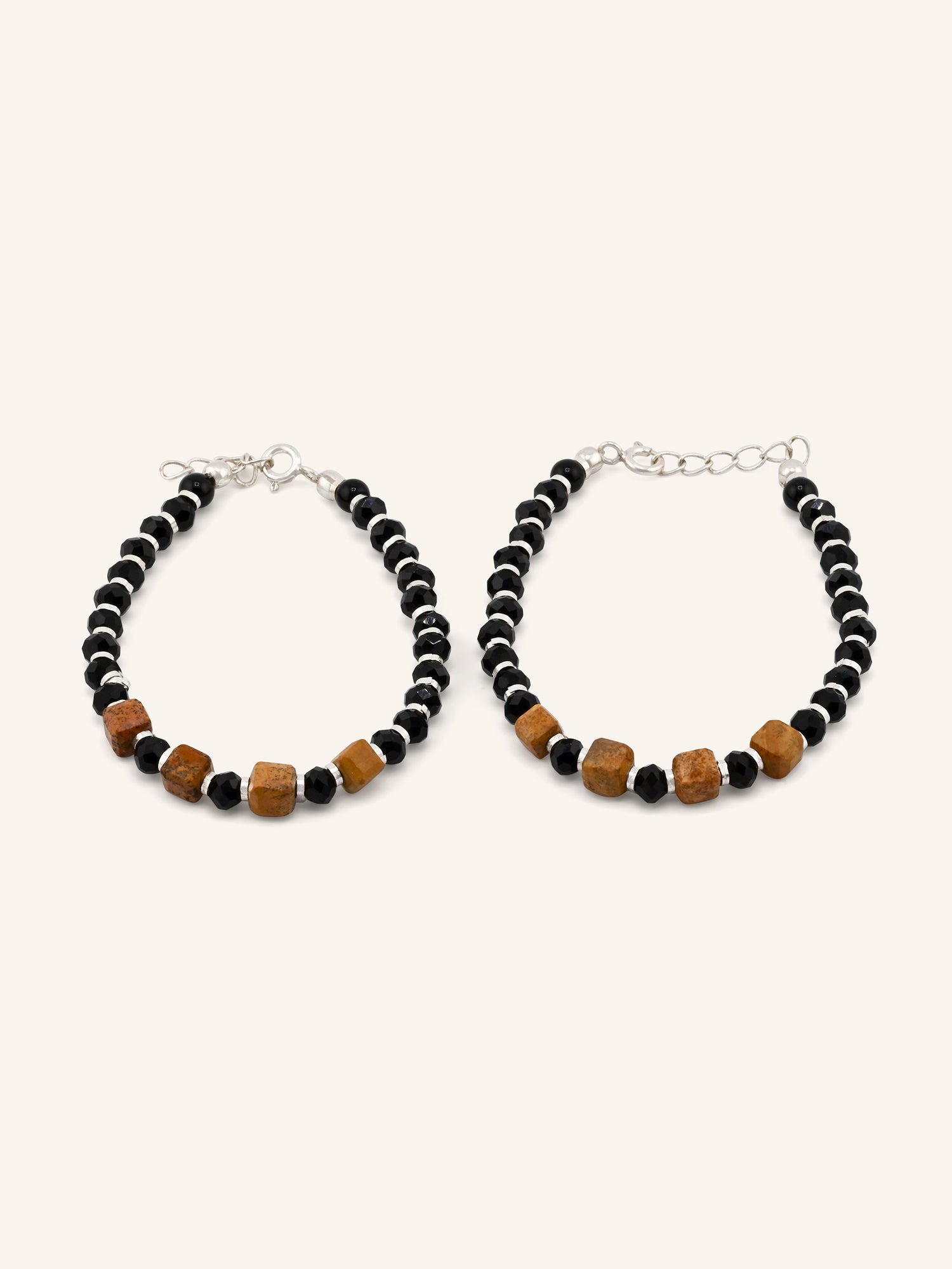 Silver Black Beads Pair Baby Bracelet