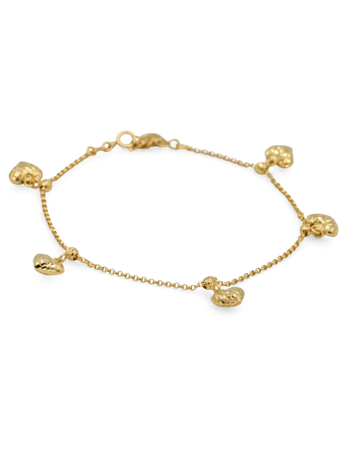 18ct Gold Heart Charms Ladies Bracelet