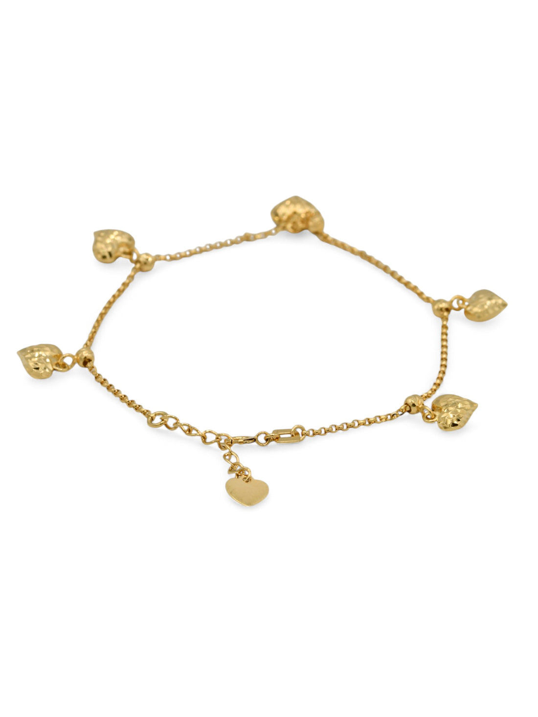 18ct Gold Heart Charms Ladies Bracelet