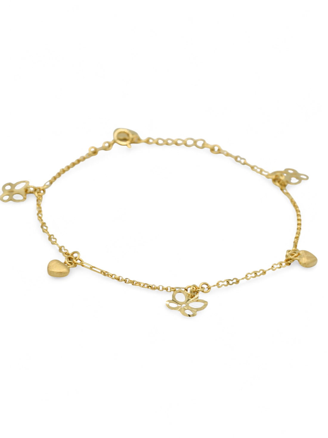 18ct Gold Heart Charms Ladies Bracelet