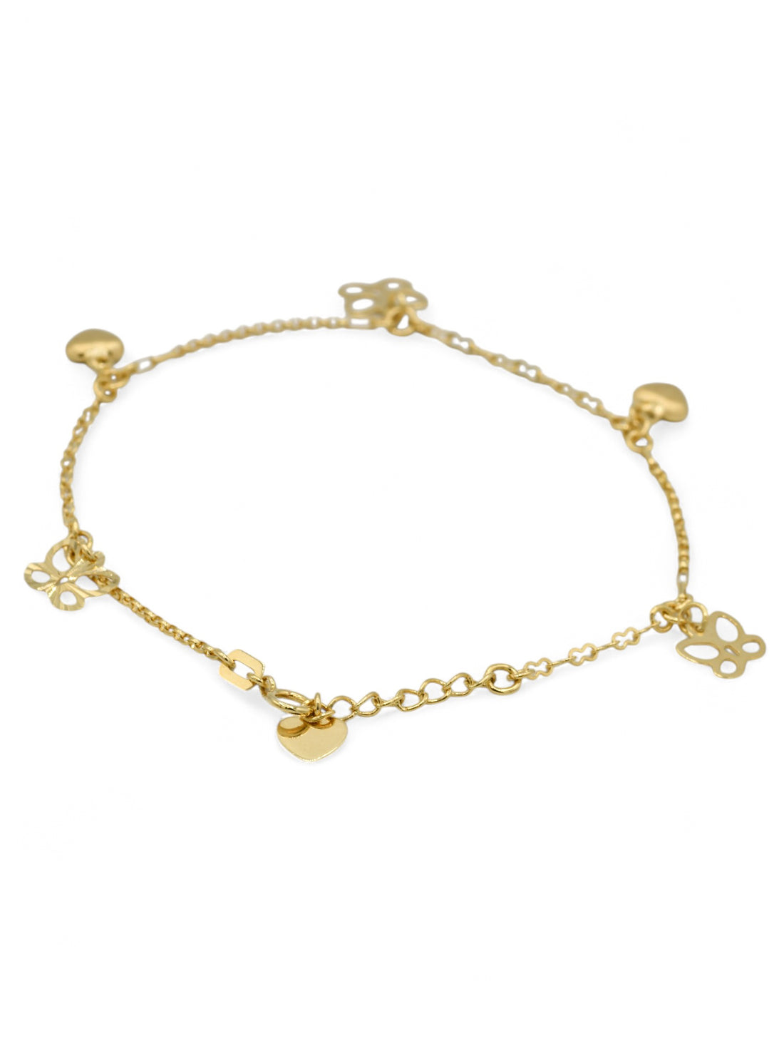 18ct Gold Heart Charms Ladies Bracelet
