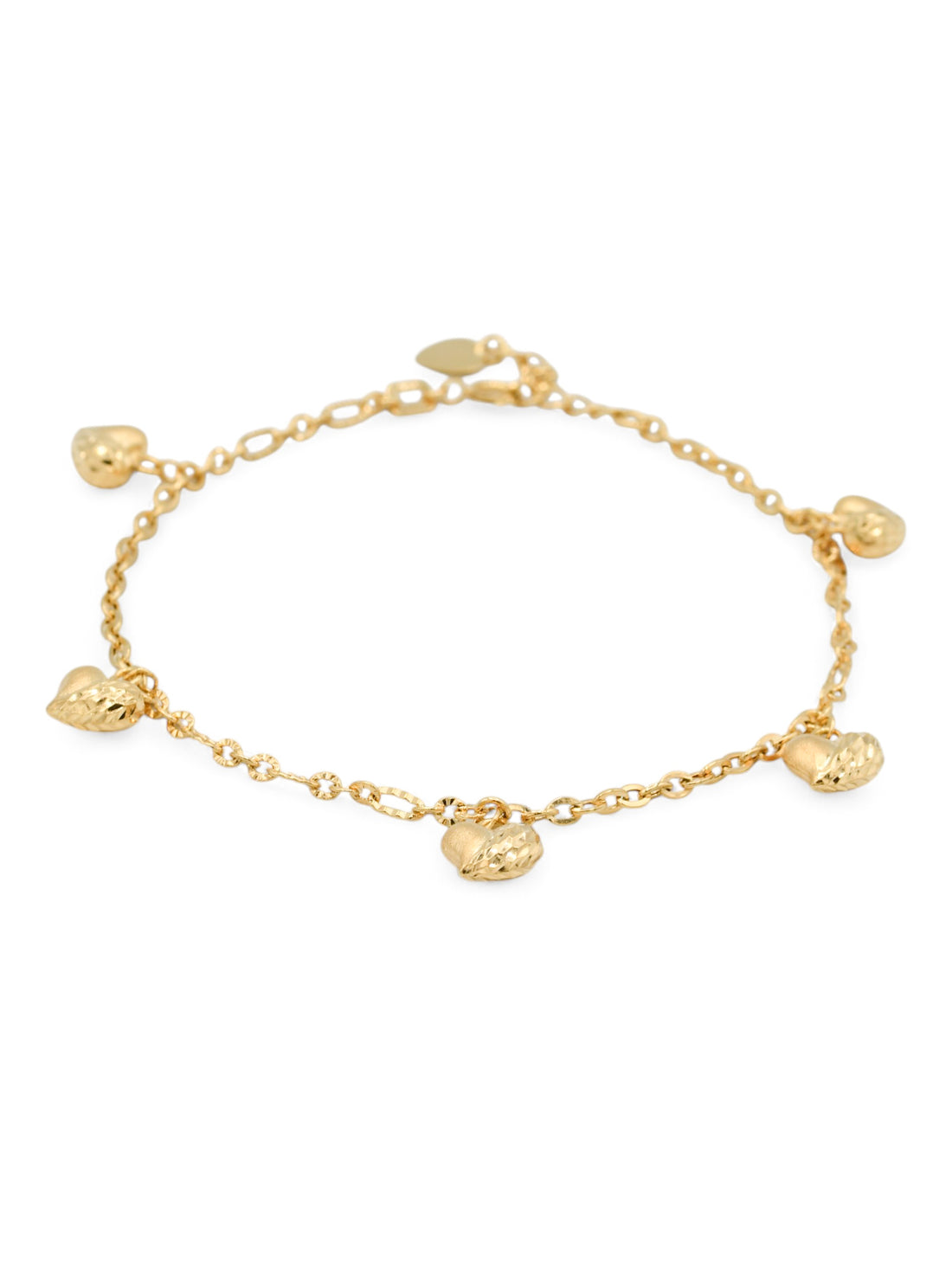 18ct Gold Heart Charms Ladies Bracelet - Roop Darshan