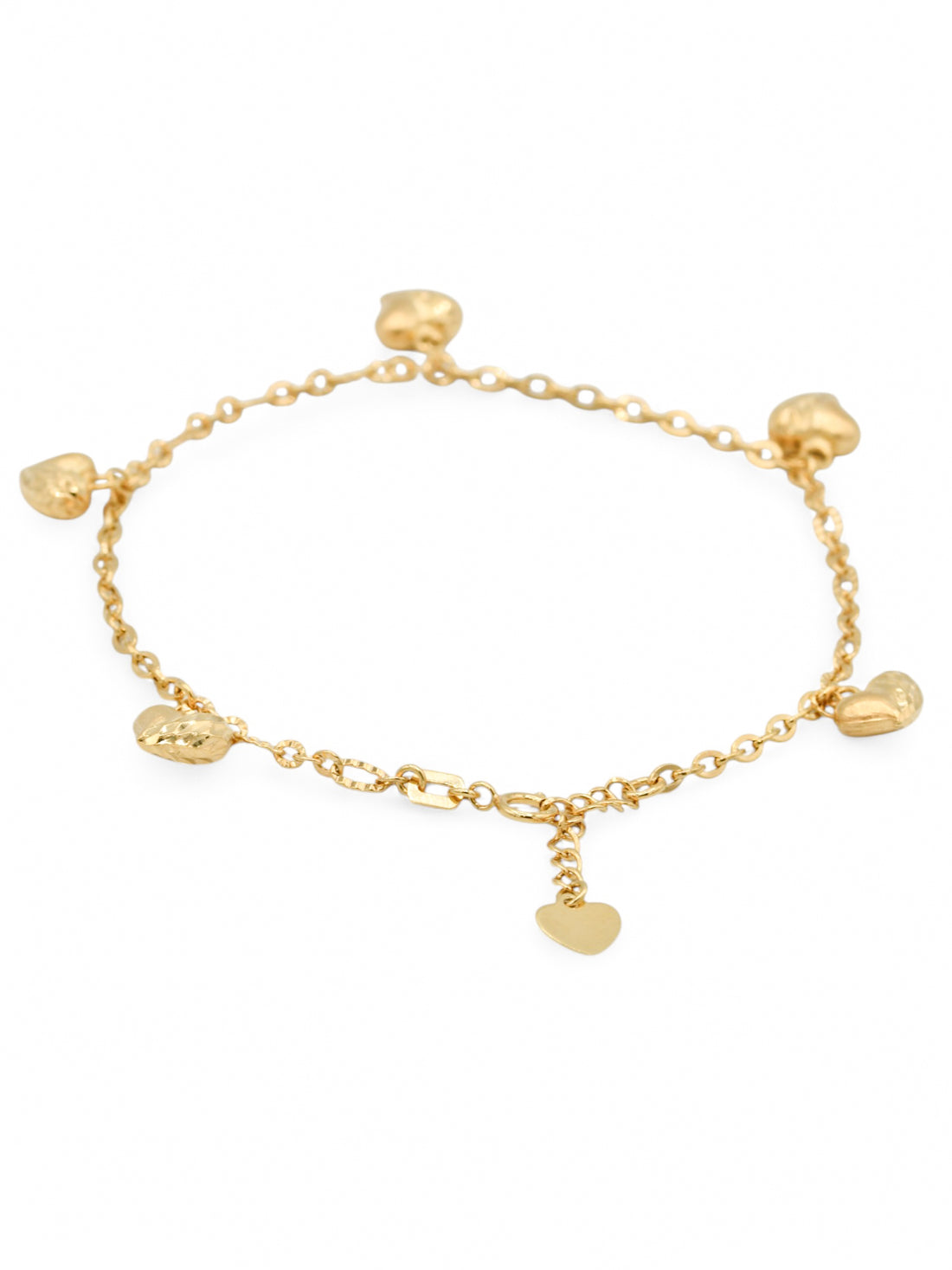 18ct Gold Heart Charms Ladies Bracelet - Roop Darshan