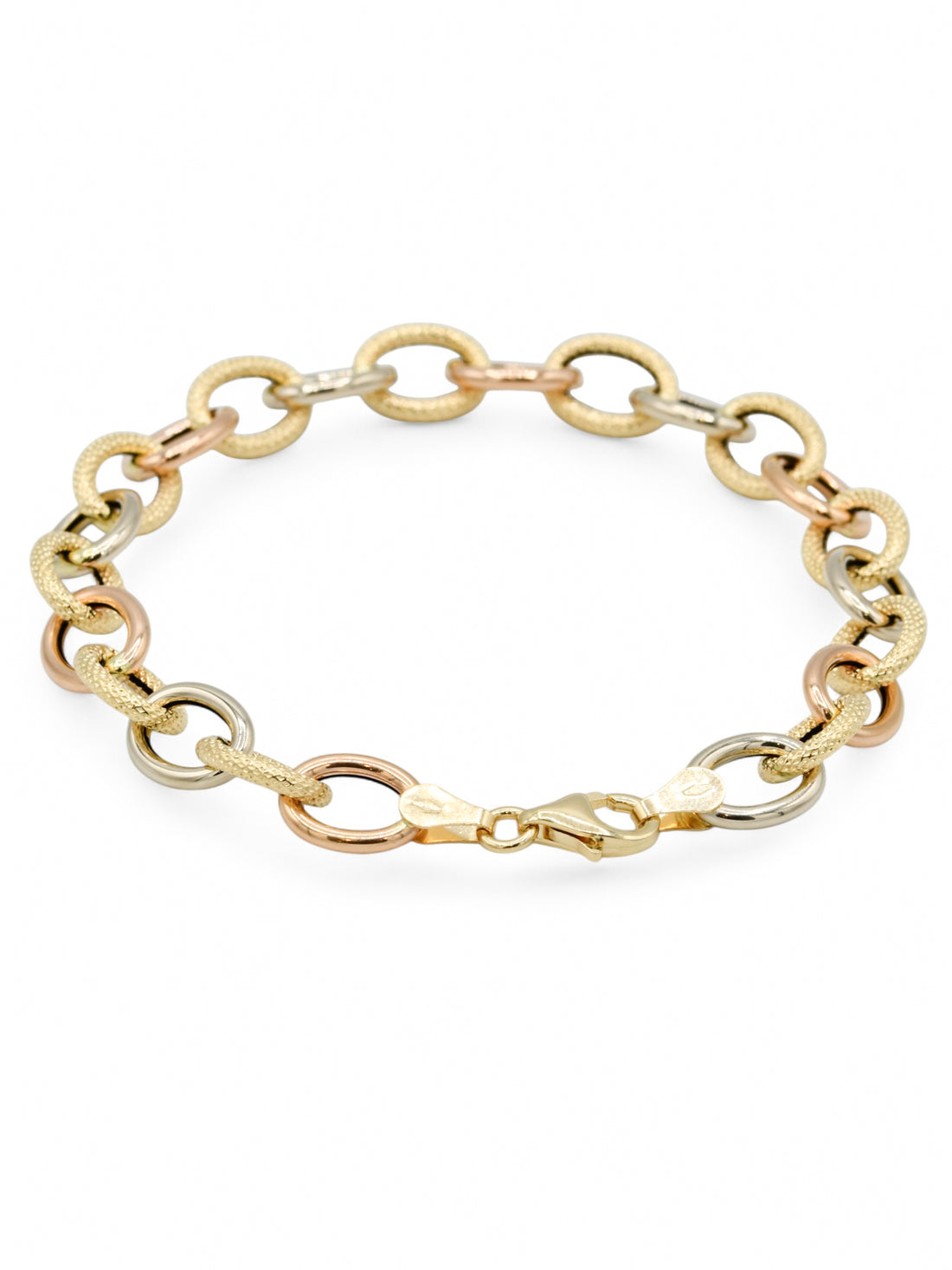 18ct Rose Gold Hollow Link Bracelet