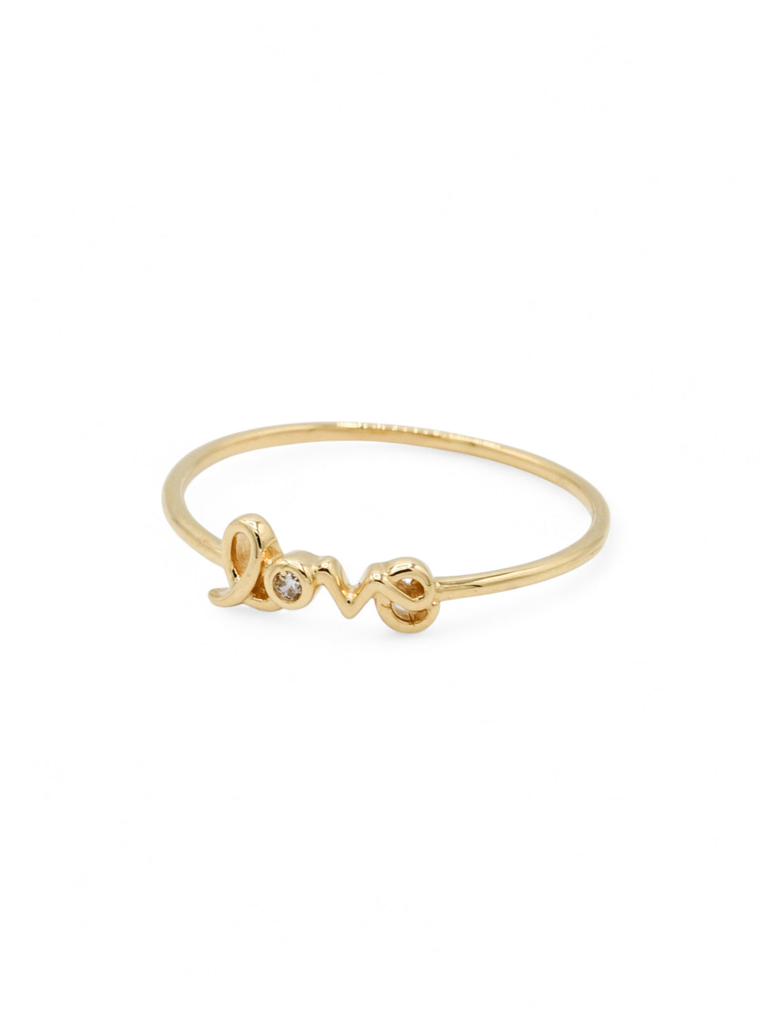 18ct Gold Love CZ Ladies Ring