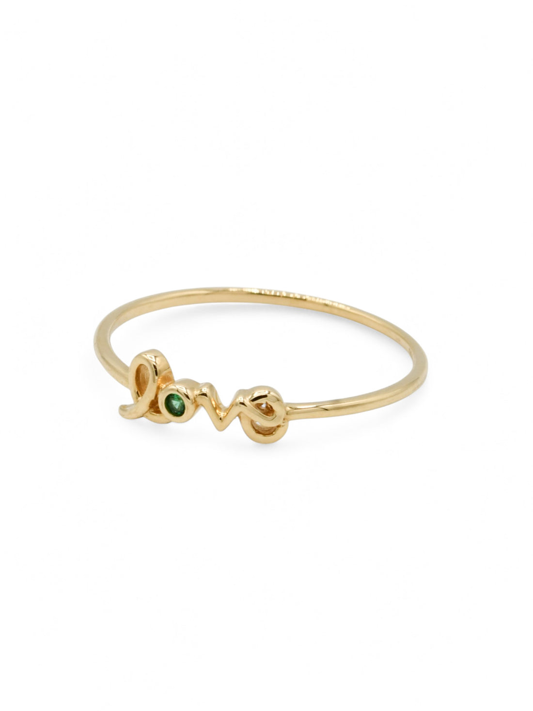 18ct Gold Love Green CZ Ladies Ring