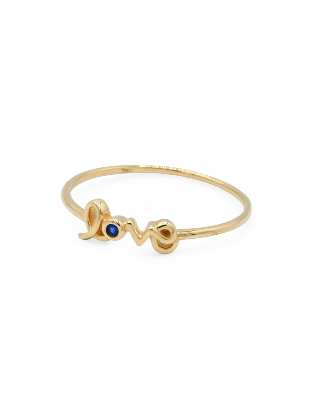 18ct Gold Love Blue CZ Ladies Ring