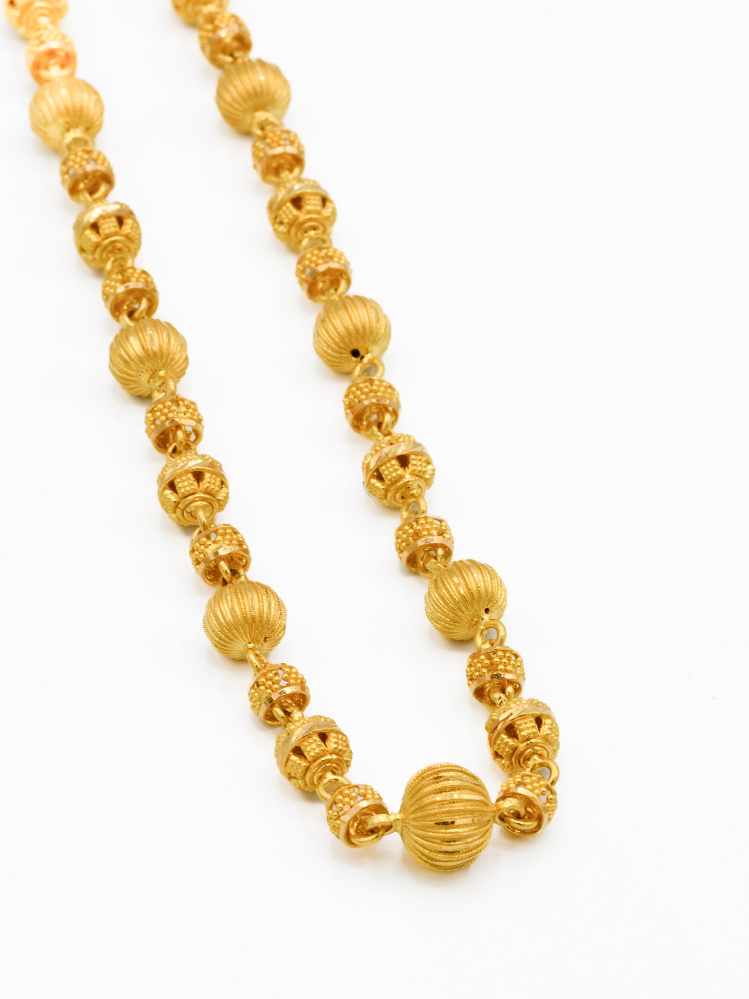 22ct Gold Ball Long Fancy Chain - Roop Darshan