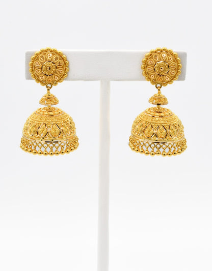 22ct Gold Jhumka Earrings - Roop Darshan