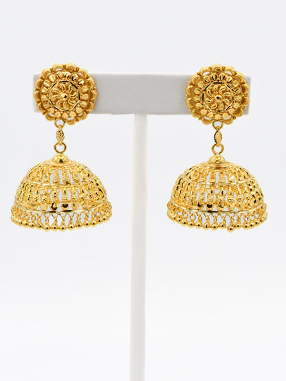22ct Gold Jhumka Earrings - Roop Darshan