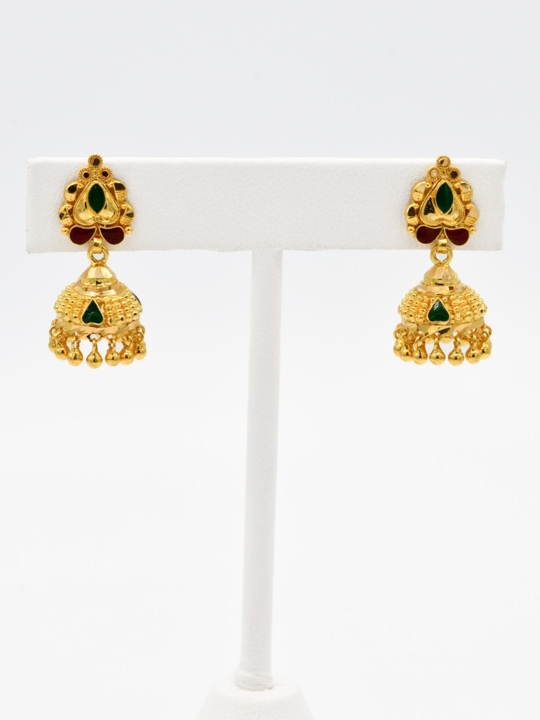 22ct Gold Minakari Jhumki Earrings - Roop Darshan