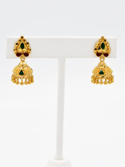 22ct Gold Minakari Jhumki Earrings - Roop Darshan