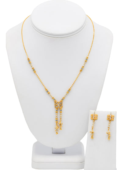 22ct Gold Two Tone Ball Necklace Set - Roop Darshan