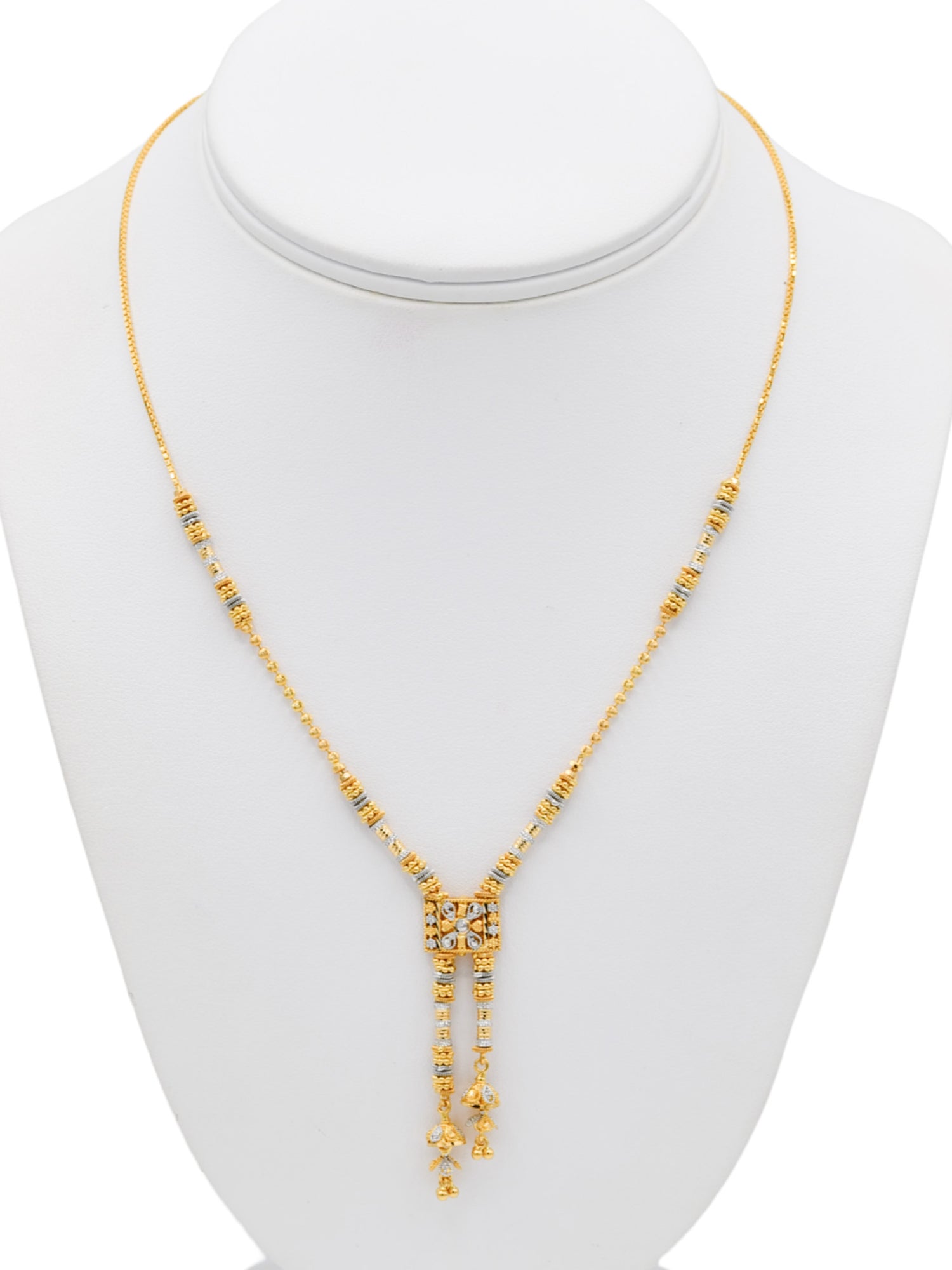 22ct Gold Two Tone Ball Necklace Set - Roop Darshan