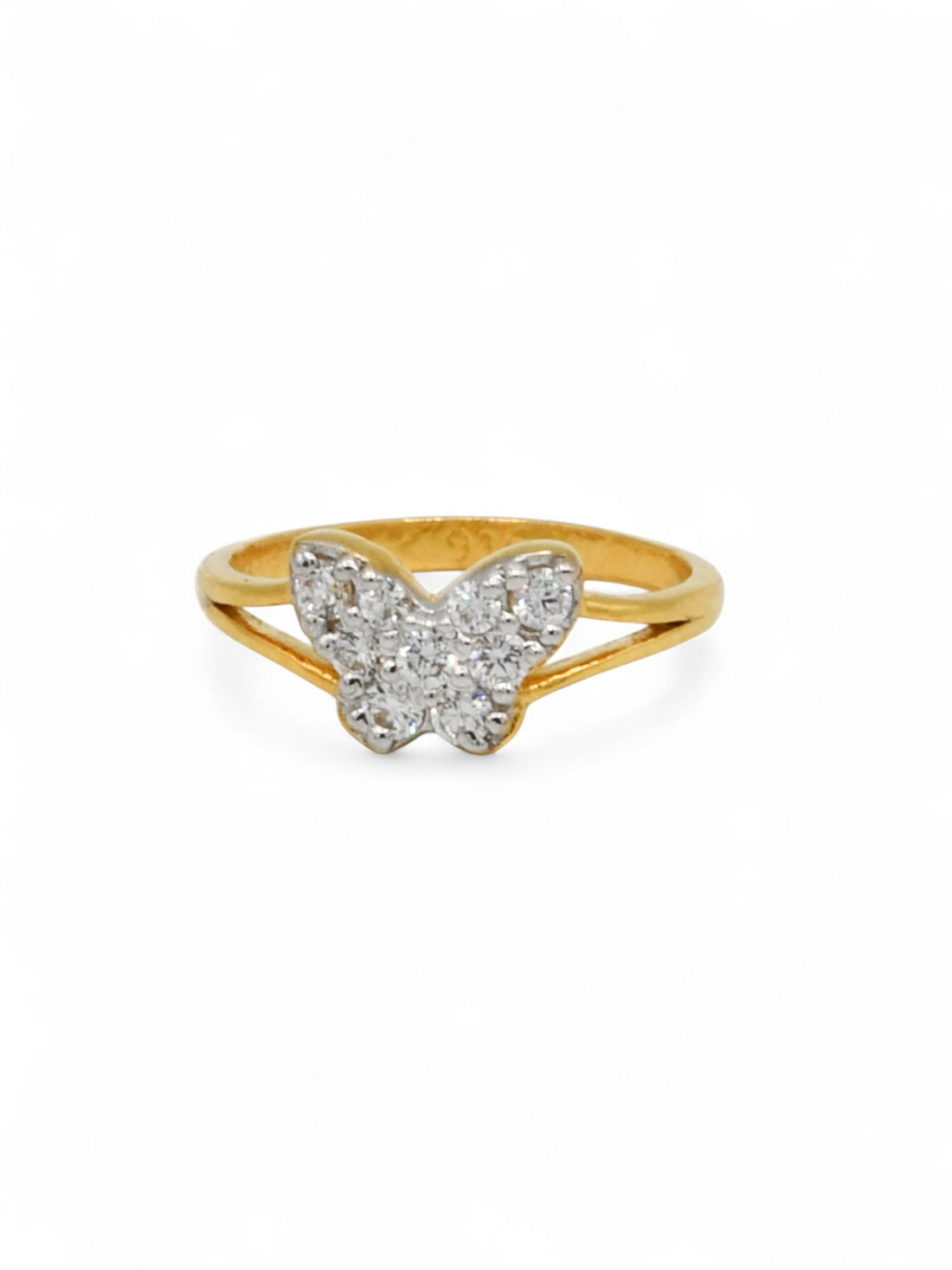 22ct Gold CZ Butterfly Baby Ring - Roop Darshan