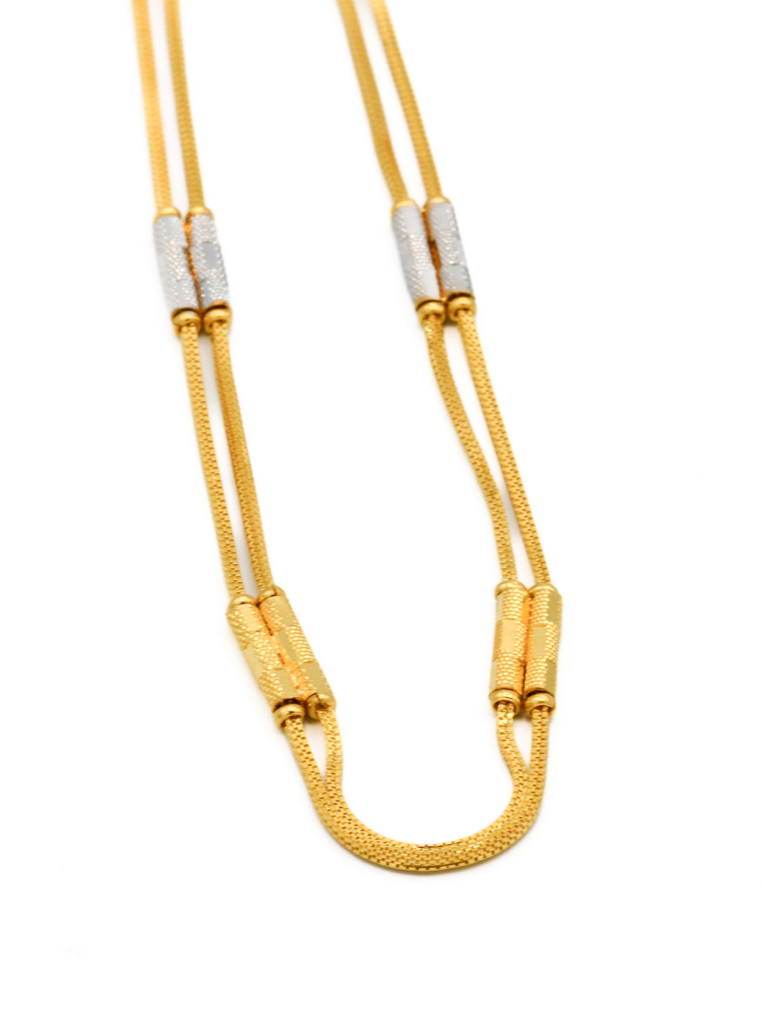 22ct Gold Two Tone 2 Row Fancy Chain - Roop Darshan