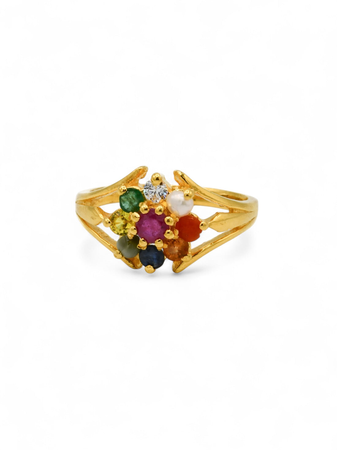 22ct Gold Navratna Ladies Ring