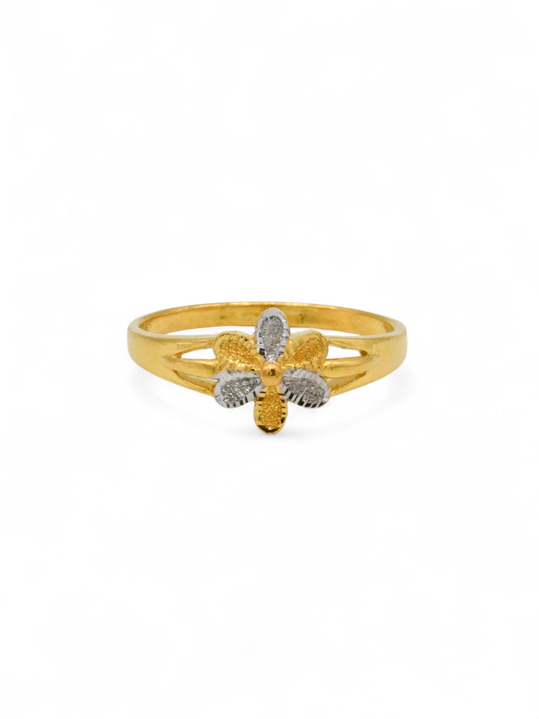 22ct Gold Two Tone Flower Ladies Ring