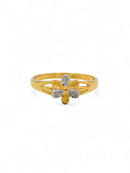 22ct Gold Two Tone Flower Ladies Ring