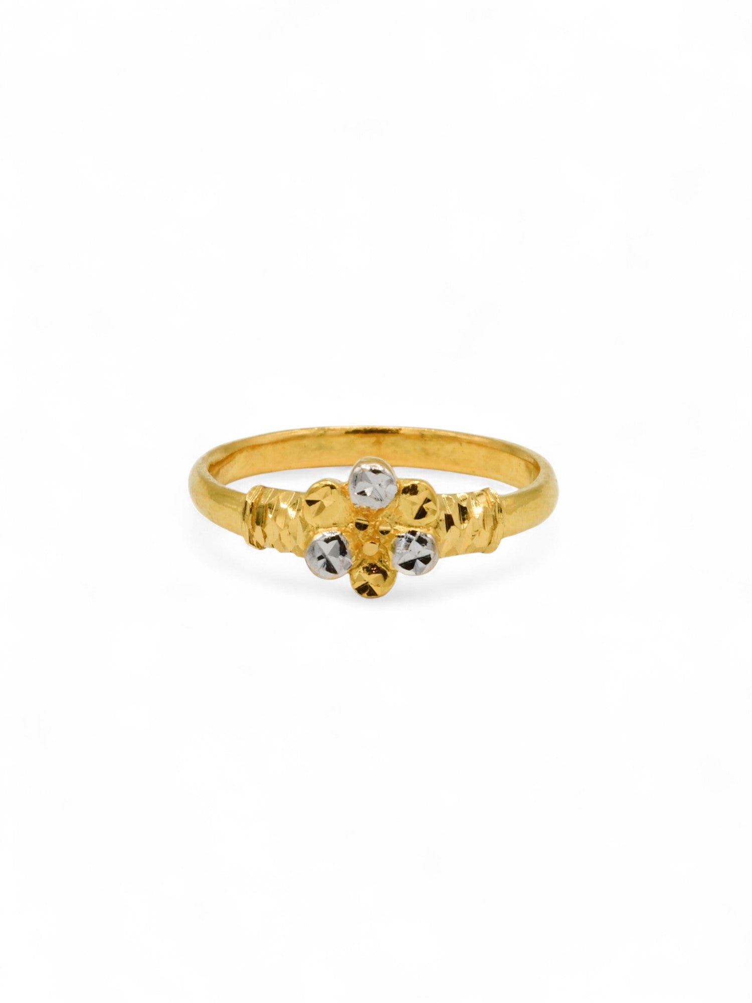 22ct Gold Two Tone Flower Ladies Ring