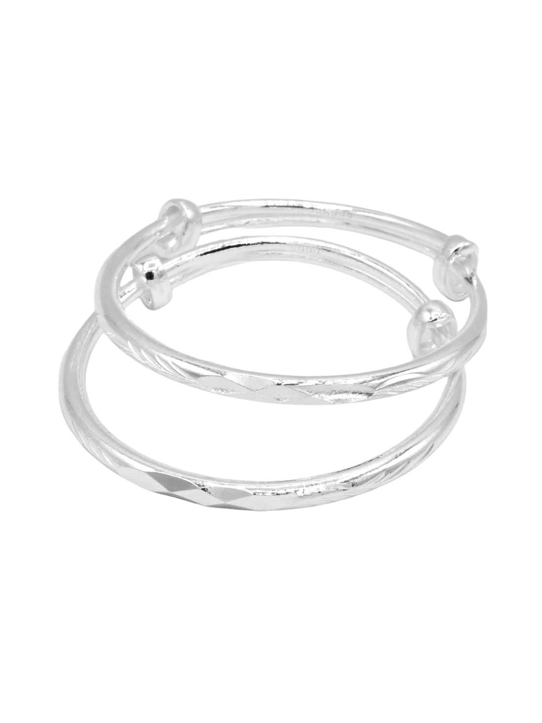 Silver 2 Piece Adjustable Baby Bangle - Roop Darshan