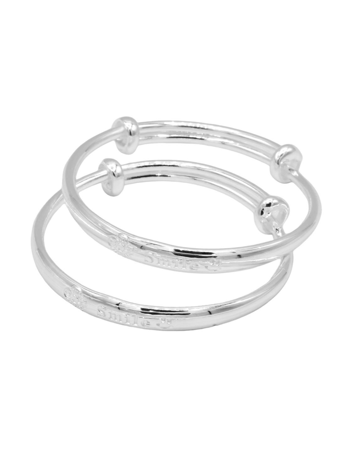 Silver 2 Piece Adjustable Baby Bangle - Roop Darshan