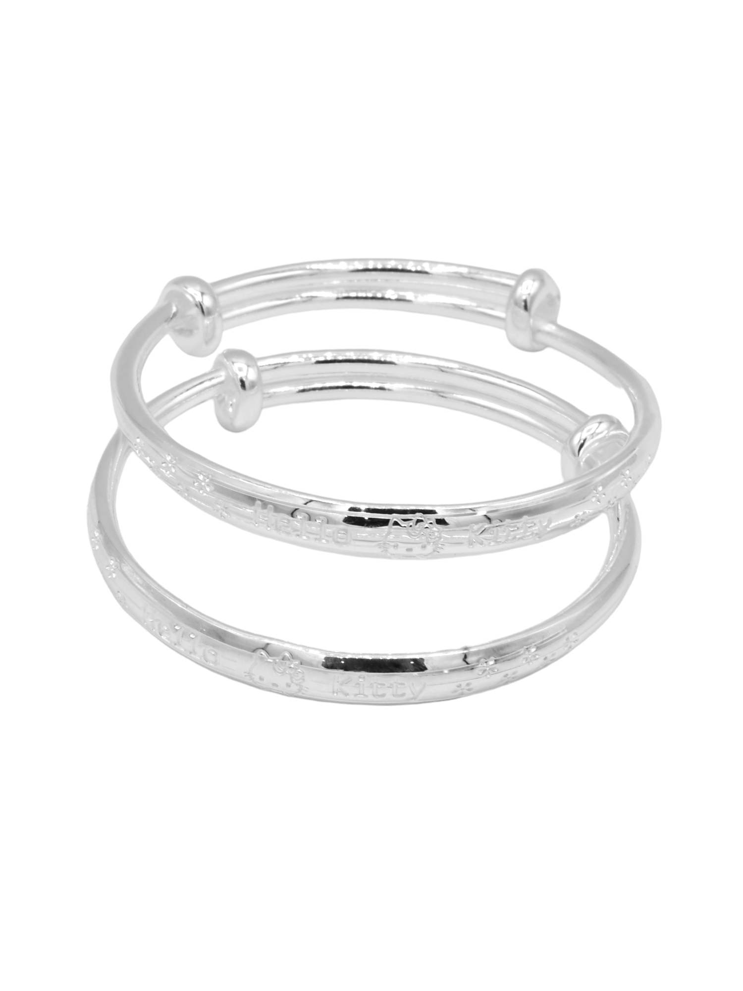 Silver 2 Piece Adjustable Baby Bangle - Roop Darshan