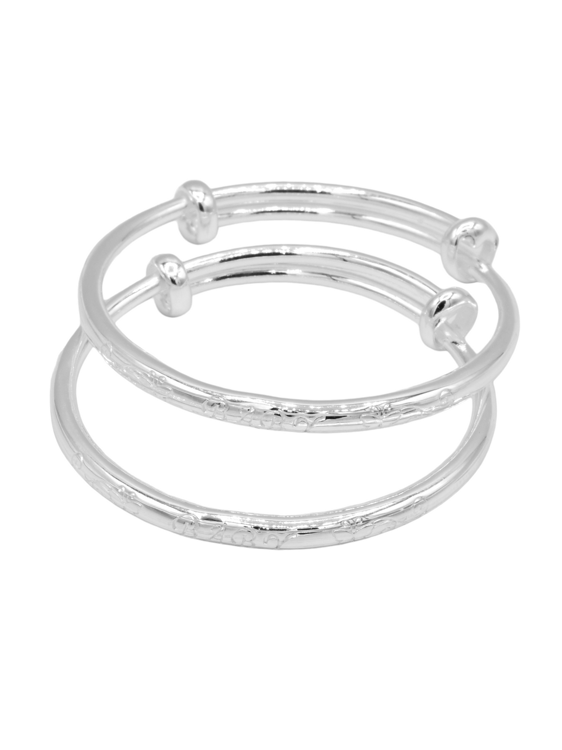 Silver 2 Piece Adjustable Baby Bangle - Roop Darshan