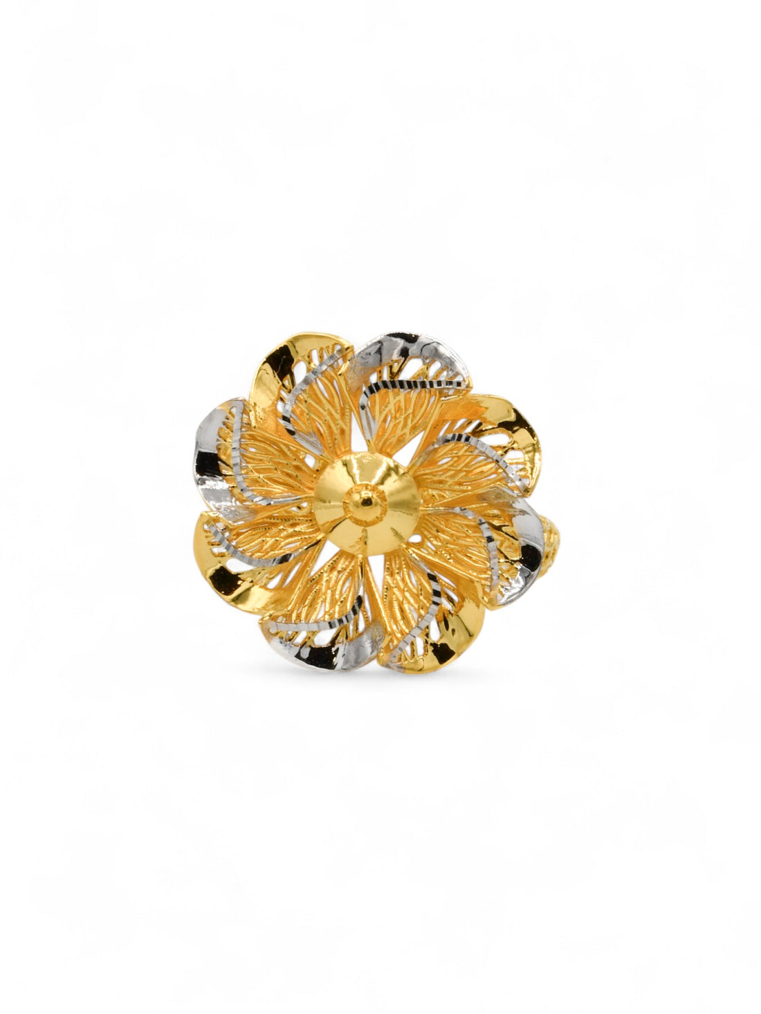 22ct Gold Two Tone Flower Ladies Ring