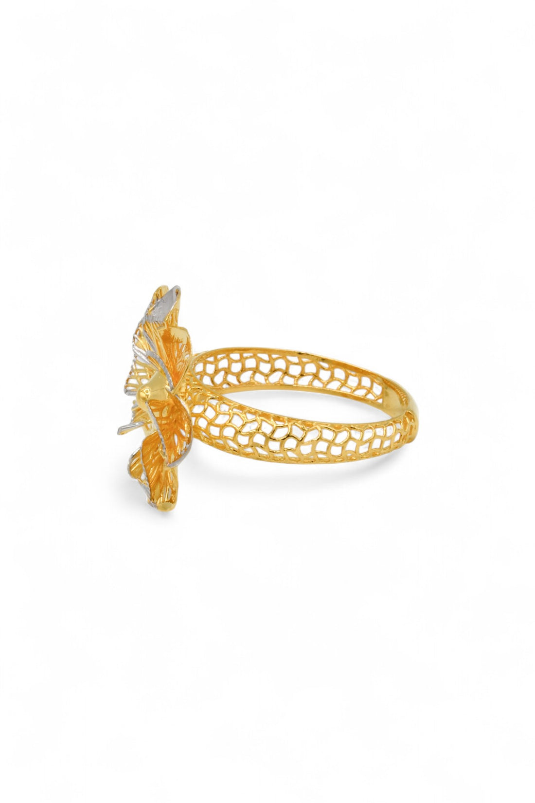 22ct Gold Two Tone Flower Ladies Ring