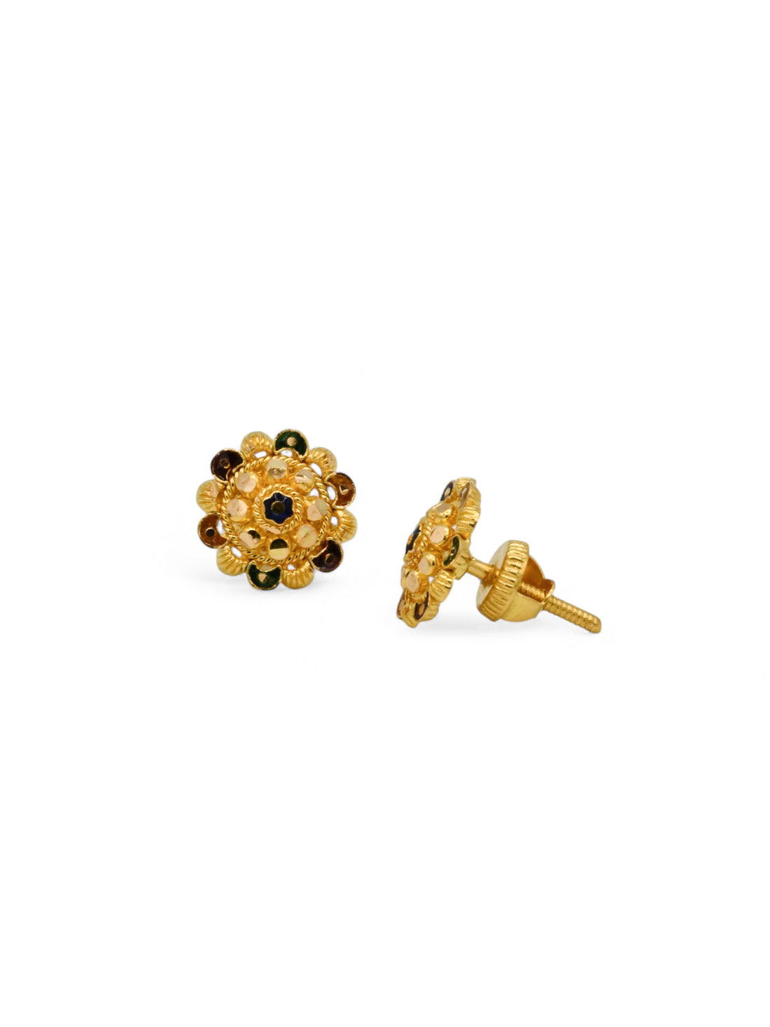 22ct Gold Minakari Stud Earrings