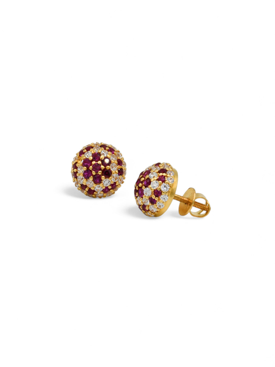 22ct Gold Pink CZ Stud Earrings - Roop Darshan