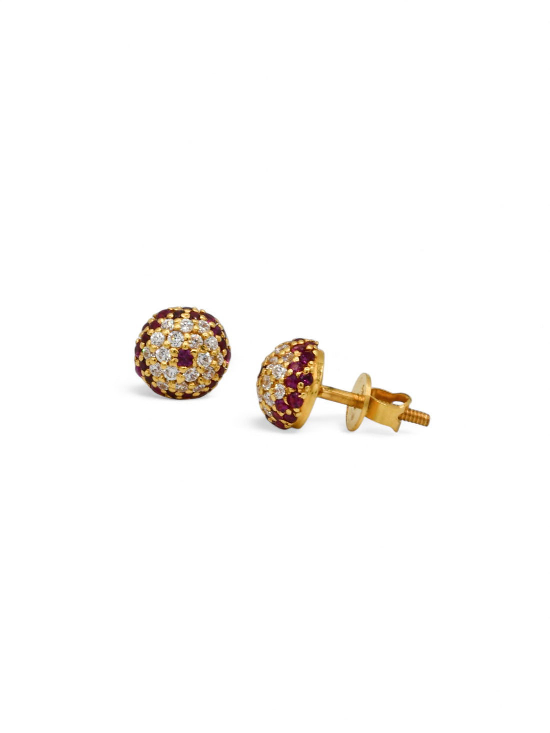 22ct Gold Pink CZ Stud Earrings - Roop Darshan