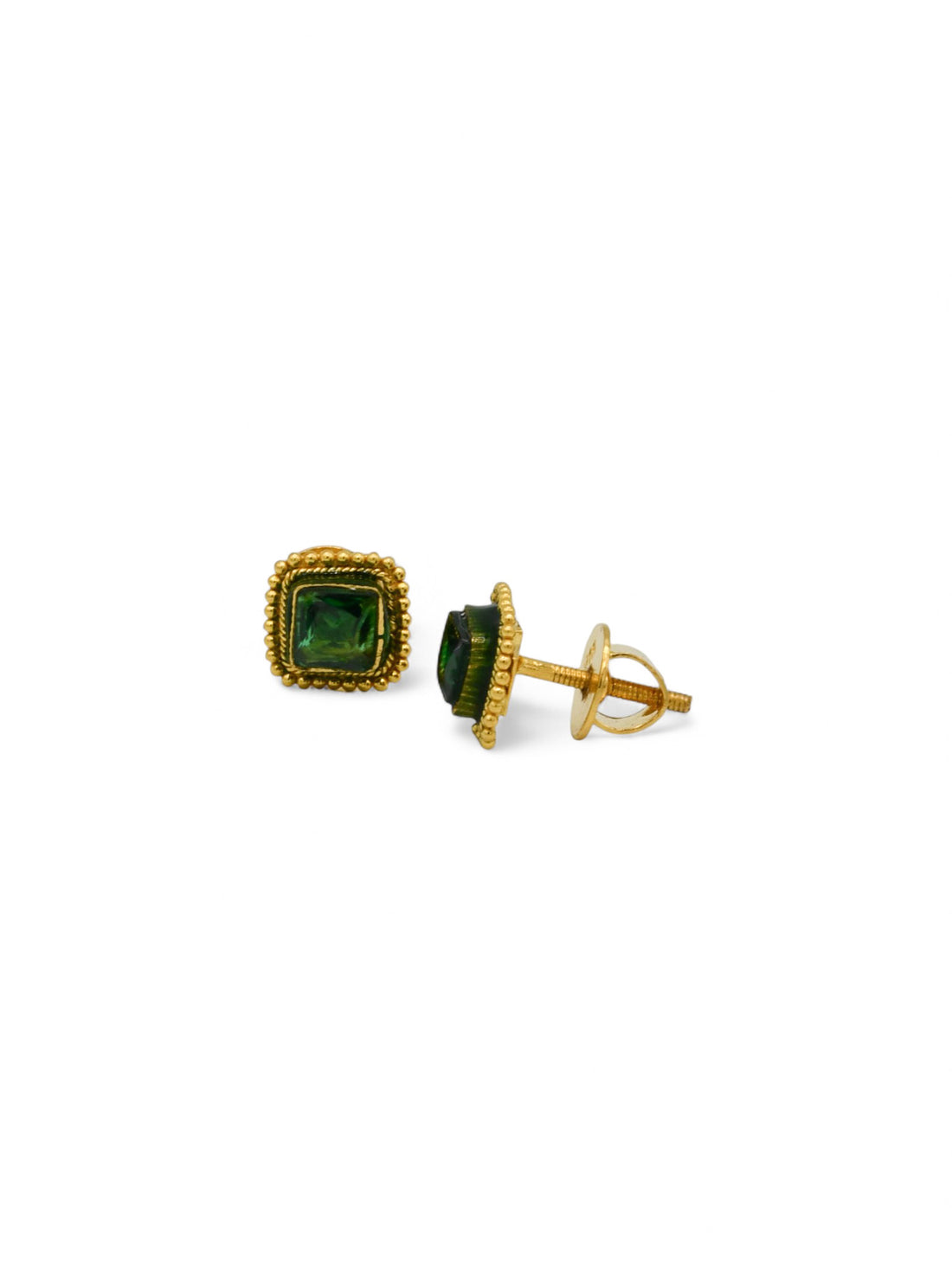 22ct Gold Minakari CZ Stud Earrings - Roop Darshan