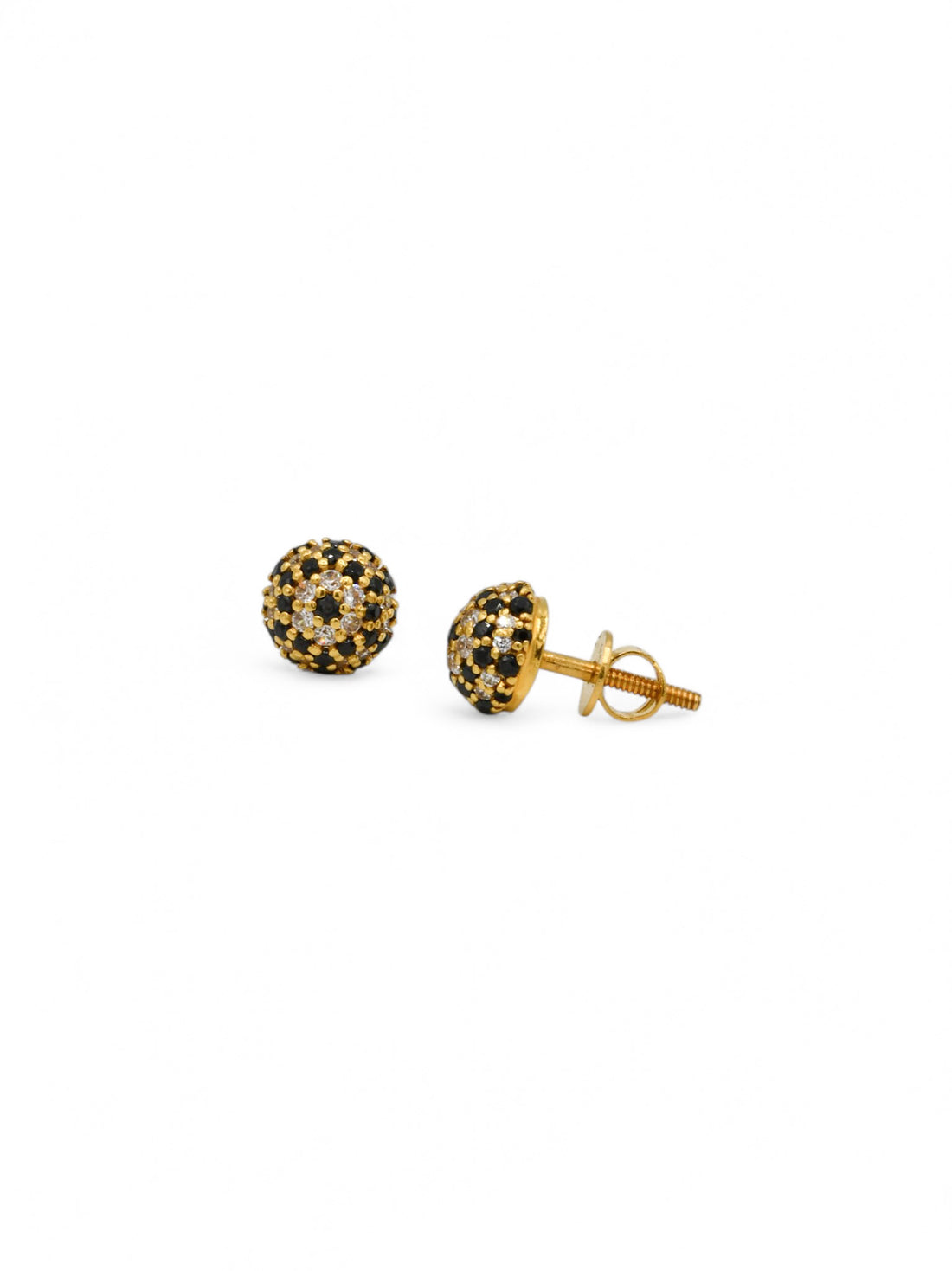 22ct Gold Black CZ Stud Earrings - Roop Darshan