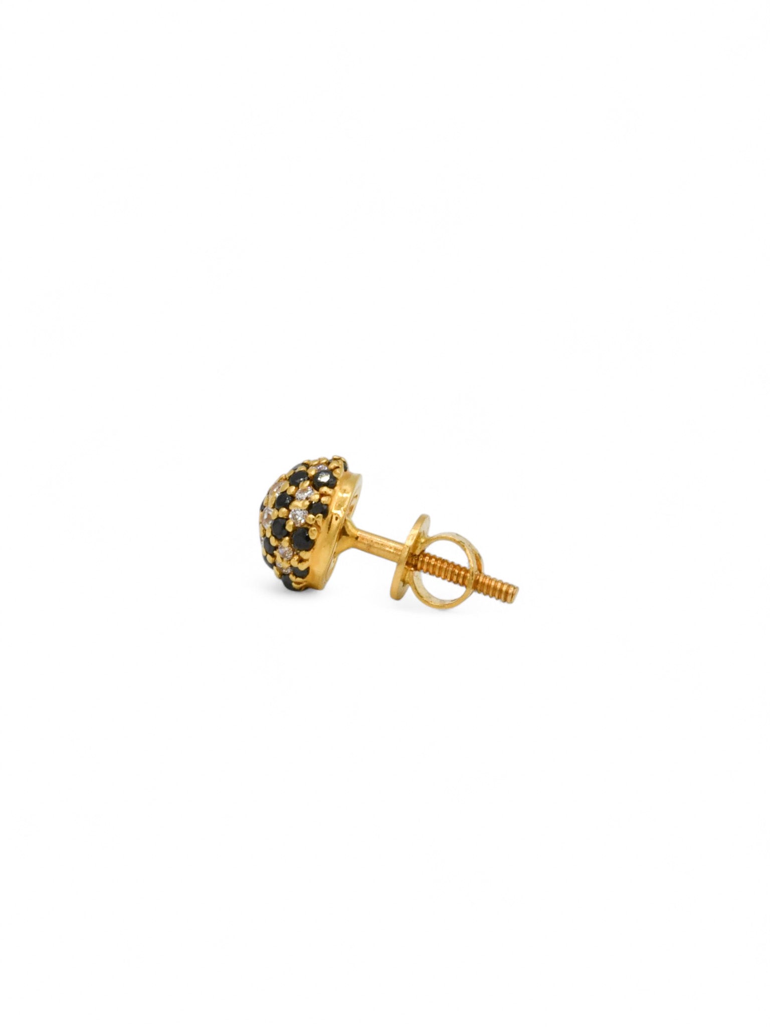 22ct Gold Black CZ Stud Earrings - Roop Darshan
