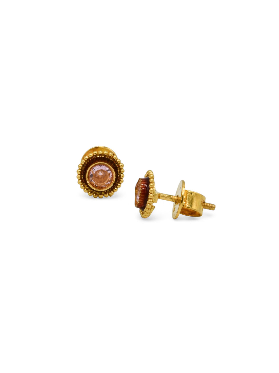 22ct Gold Minakari CZ Stud Earrings - Roop Darshan