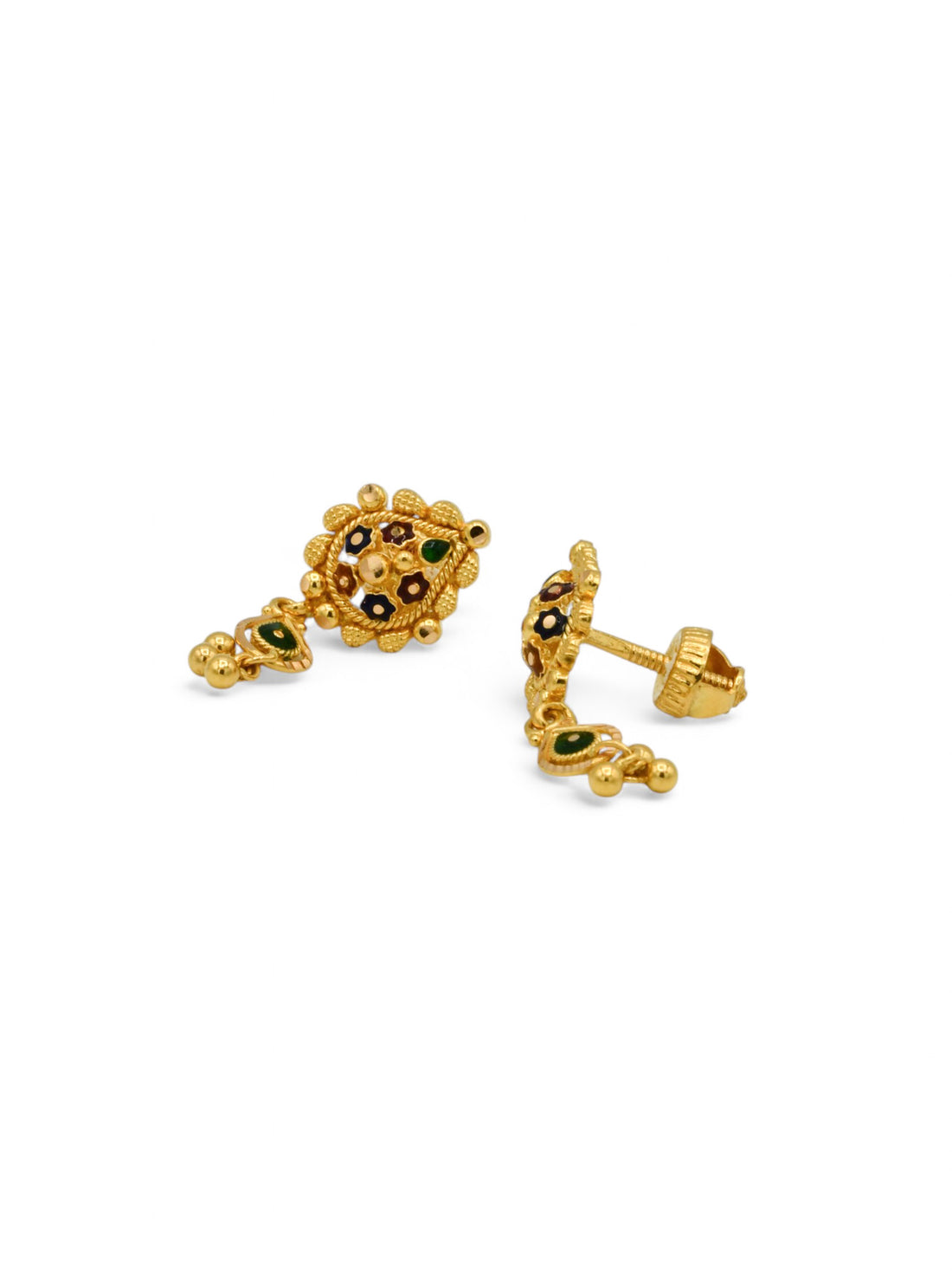 22ct Gold Minakari Stud Earrings