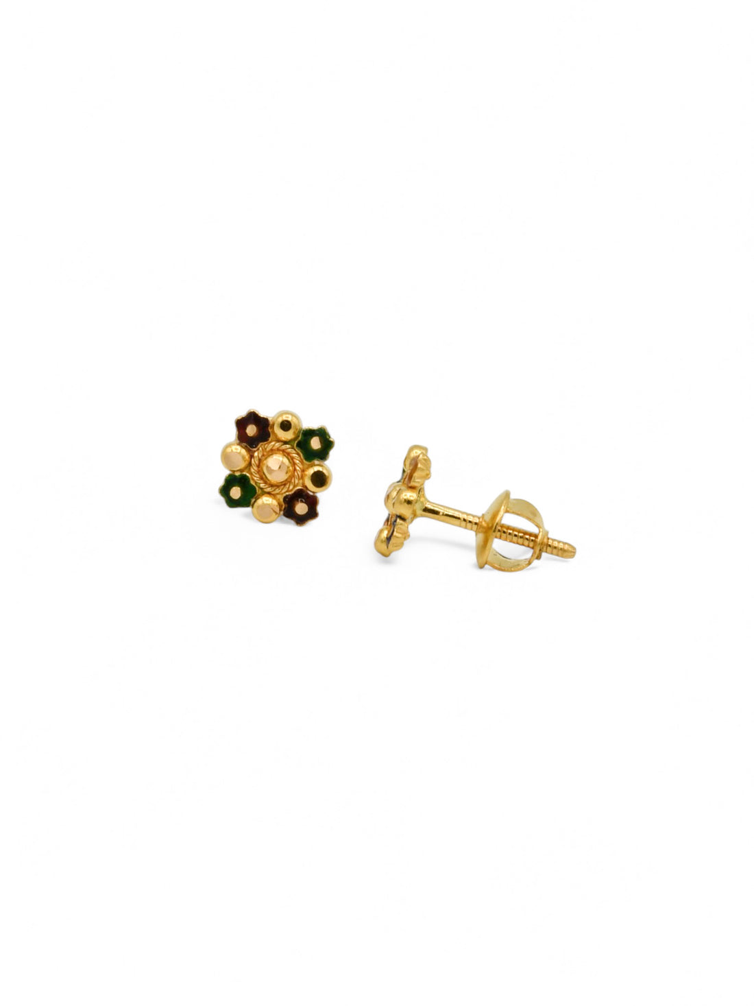 22ct Gold Minakari Stud Earrings - Roop Darshan